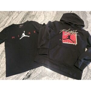 NIKE AIR JORDAN BUNDLE YOUTH MEDIUM FLIGHT HOODIE SHIRT BLACK RED WHITE 10 TO 12